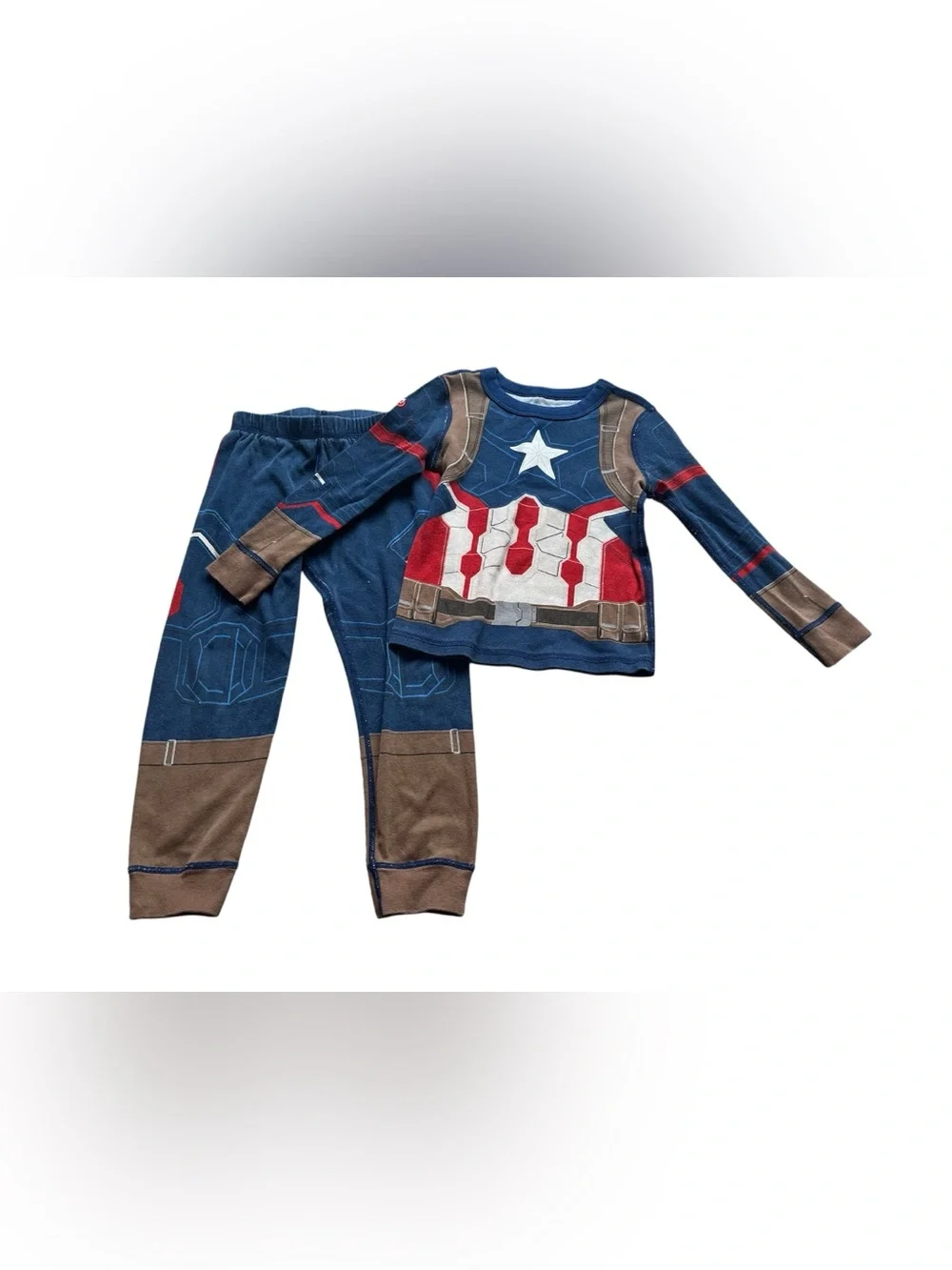 Disney Store Kids Blue Captain Shield Costume Pajama Set Size 4